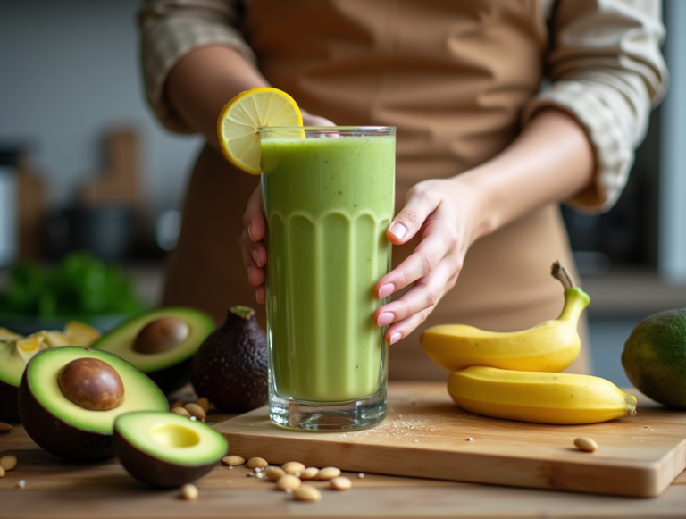 Avocado, banana and almond smoothie